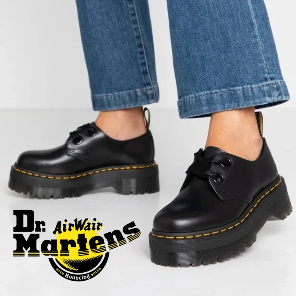 NWOT Dr. Martens Holly Platform Oxford Black Buttero Leather Quad Sole Size 5 - Picture 8 of 11